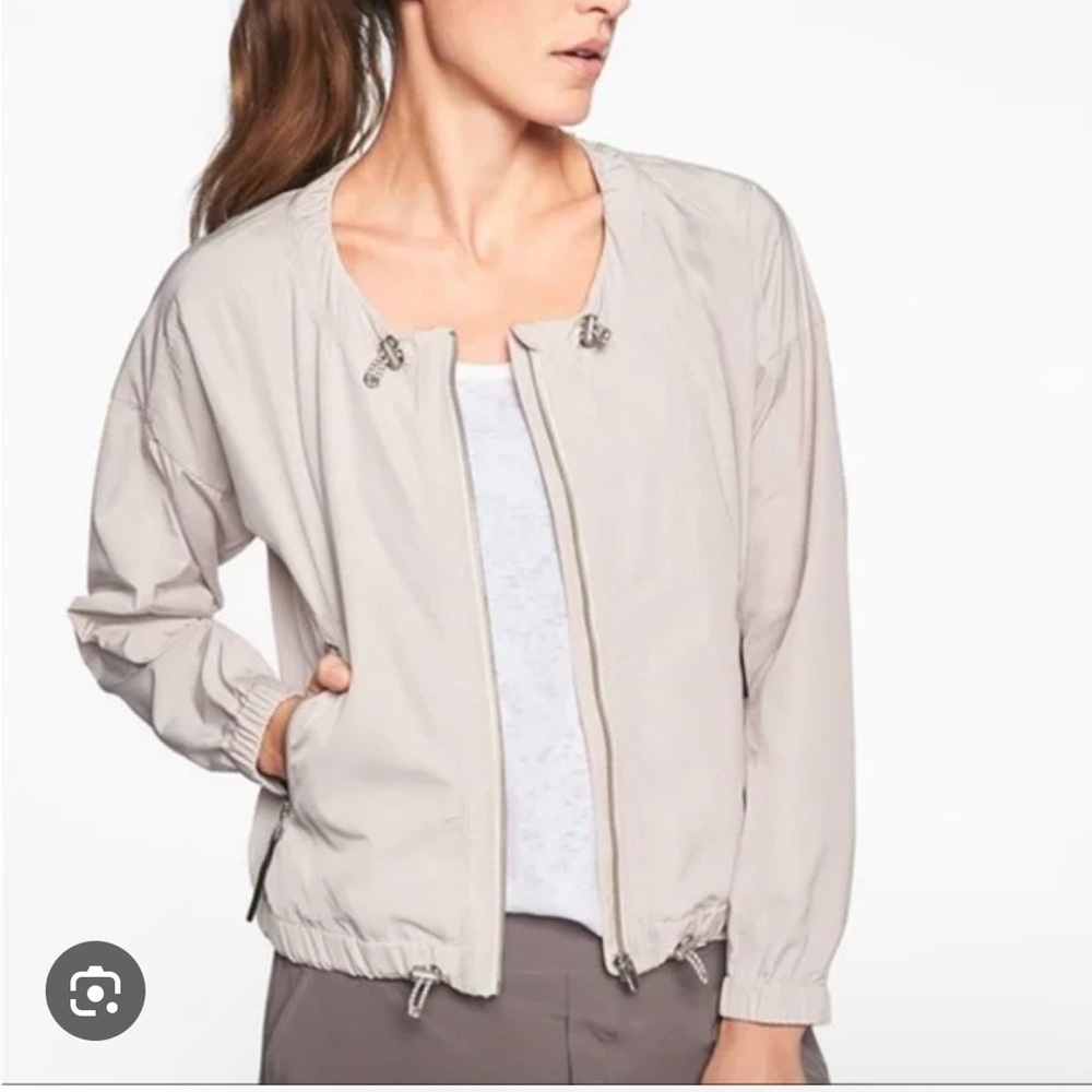 Athleta Chill Bomber Jacket In Beech Stone